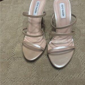 Steve Madden Women's Nude Shimmer Strappy Heels